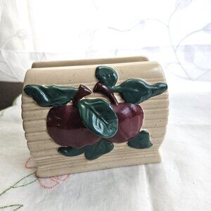 Vintage Red Apple Napkin Holder Ceramic 1980s 1990s Farmhouse Cottagecore